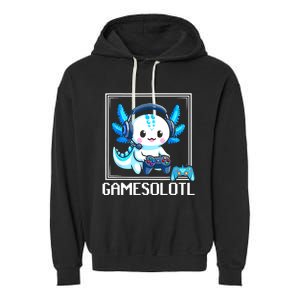 Gamesolotl Blue Axolotl Gaming Video Games Anime Games Garment-Dyed Fleece Hoodie