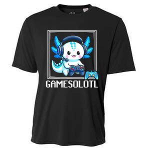 Gamesolotl Blue Axolotl Gaming Video Games Anime Games Cooling Performance Crew T-Shirt