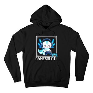 Gamesolotl Blue Axolotl Gaming Video Games Anime Games Hoodie