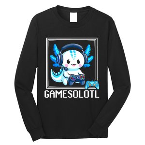 Gamesolotl Blue Axolotl Gaming Video Games Anime Games Long Sleeve Shirt