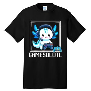 Gamesolotl Blue Axolotl Gaming Video Games Anime Games Tall T-Shirt