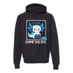 Gamesolotl Blue Axolotl Gaming Video Games Anime Games Premium Hoodie