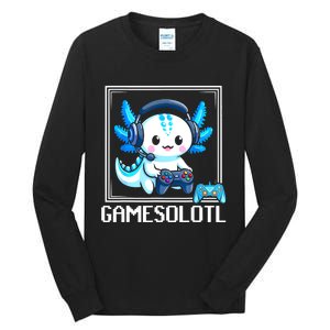 Gamesolotl Blue Axolotl Gaming Video Games Anime Games Tall Long Sleeve T-Shirt