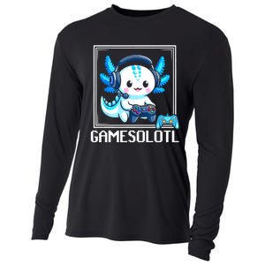 Gamesolotl Blue Axolotl Gaming Video Games Anime Games Cooling Performance Long Sleeve Crew