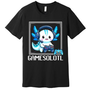 Gamesolotl Blue Axolotl Gaming Video Games Anime Games Premium T-Shirt