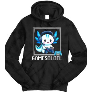 Gamesolotl Blue Axolotl Gaming Video Games Anime Games Tie Dye Hoodie