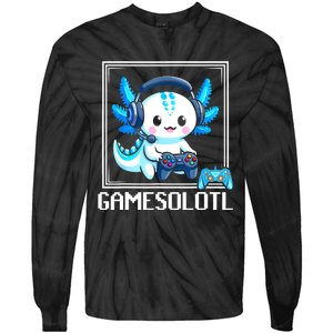 Gamesolotl Blue Axolotl Gaming Video Games Anime Games Tie-Dye Long Sleeve Shirt