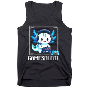 Gamesolotl Blue Axolotl Gaming Video Games Anime Games Tank Top