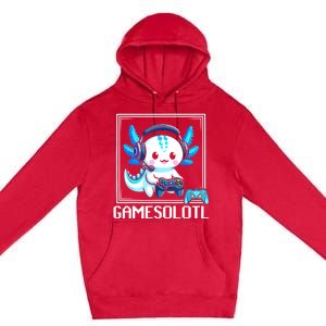 Gamesolotl Blue Axolotl Gaming Video Games Anime Games Premium Pullover Hoodie