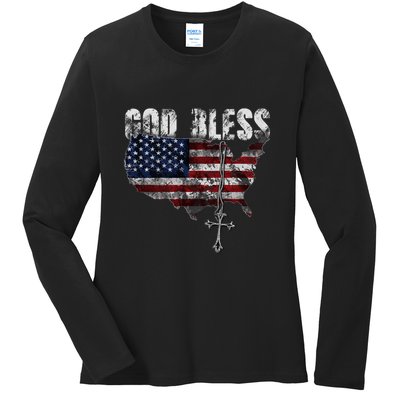 God Bless America Ladies Long Sleeve Shirt