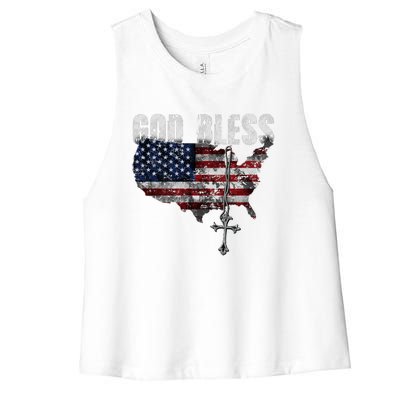 God Bless America Women's Racerback Cropped Tank