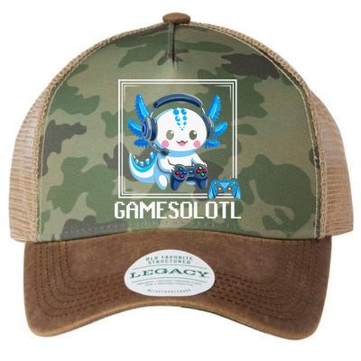 Gamesolotl Blue Axolotl Gaming Video Game Legacy Tie Dye Trucker Hat