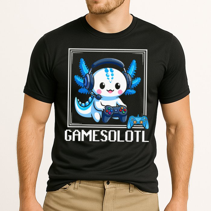 Gamesolotl Blue Axolotl Gaming Video Game Cooling Performance Crew T-Shirt