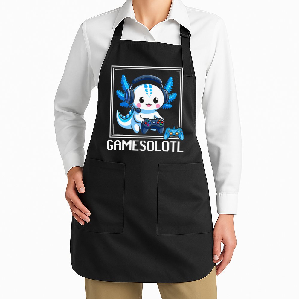 Gamesolotl Blue Axolotl Gaming Video Game Apron