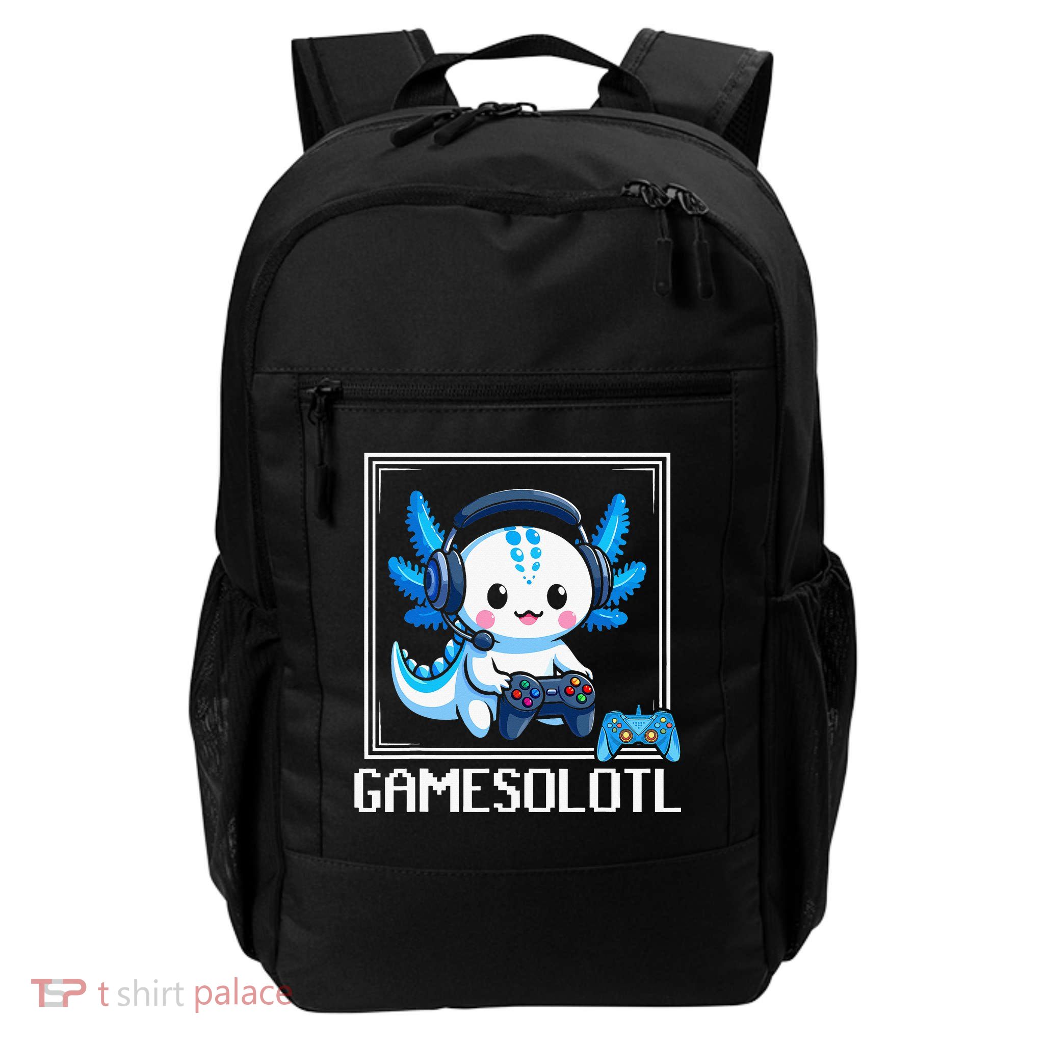 Gamesolotl Blue Axolotl Gaming Video Game Backpack