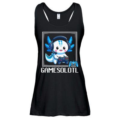 Gamesolotl Blue Axolotl Gaming Video Game Ladies Essential Flowy Tank