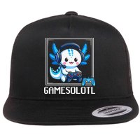 Gamesolotl Blue Axolotl Gaming Video Game Flat Bill Trucker Hat