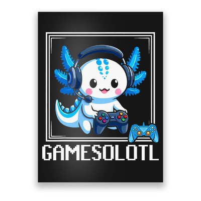 Gamesolotl Blue Axolotl Gaming Video Game Poster