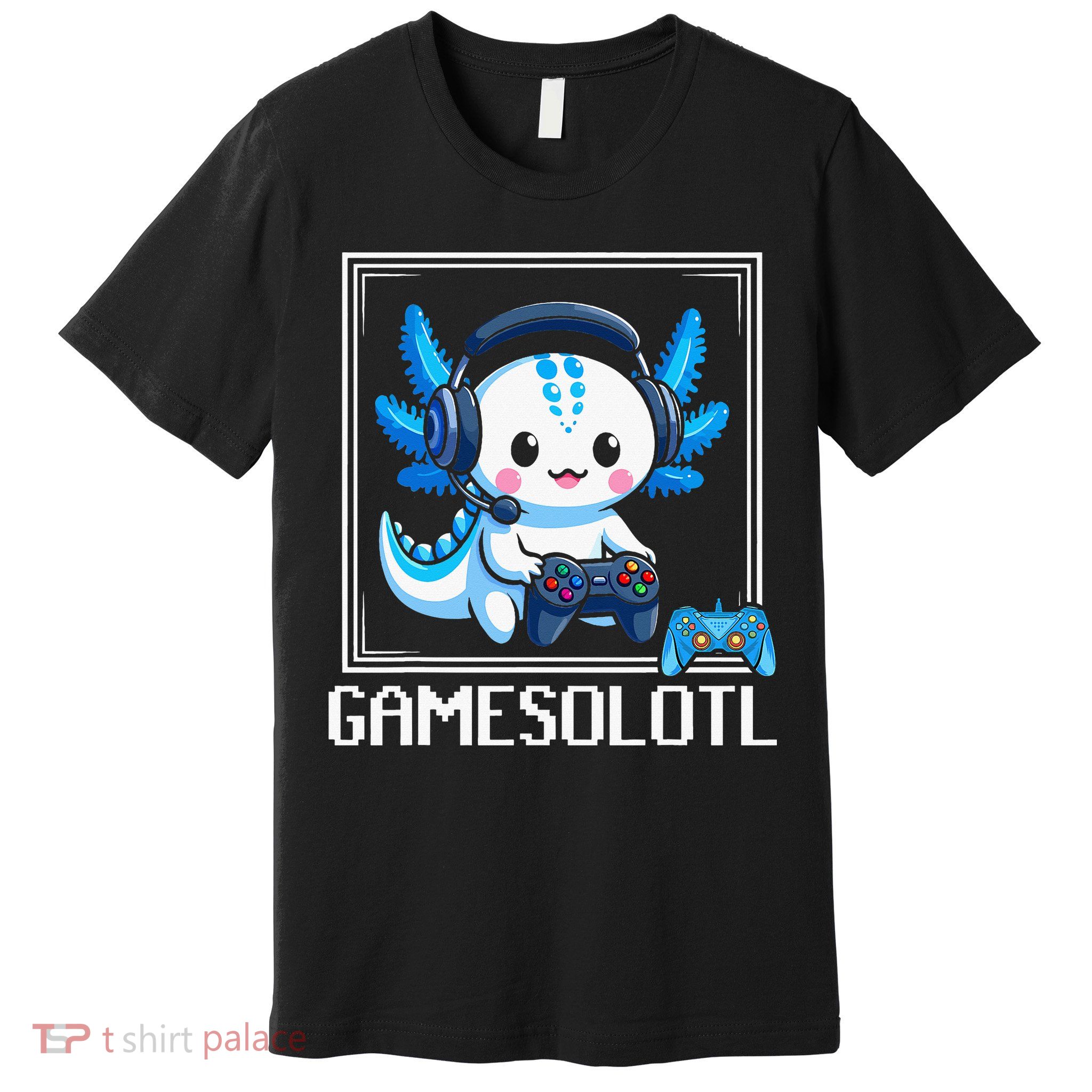 Gamesolotl Blue Axolotl Gaming Video Game Premium T-Shirt