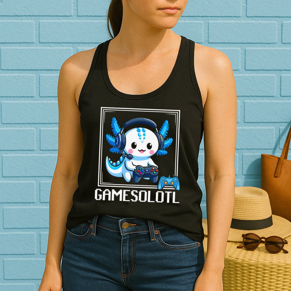 Gamesolotl Blue Axolotl Gaming Video Game Womens Tank Top