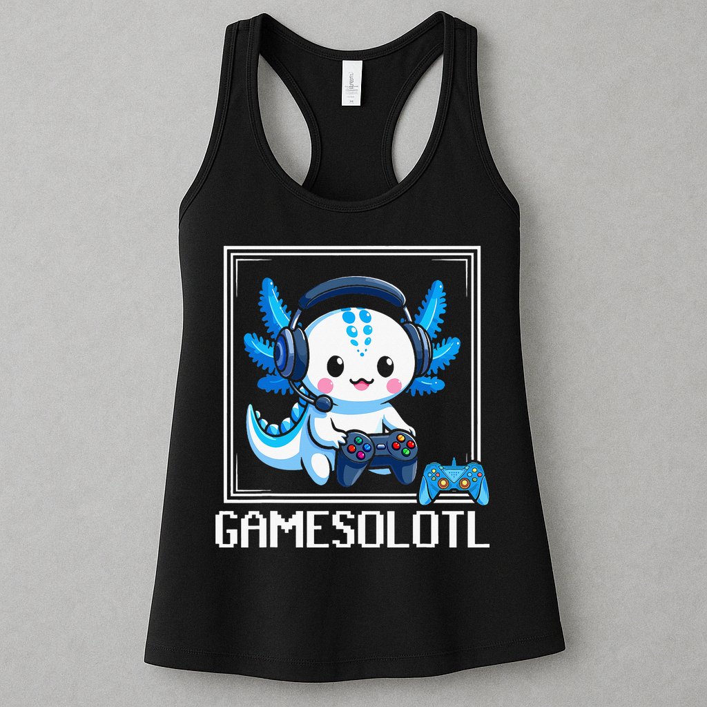 Gamesolotl Blue Axolotl Gaming Video Game Womens Tank Top
