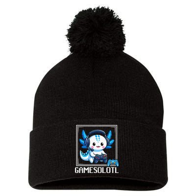 Gamesolotl Blue Axolotl Gaming Video Game Pom Pom 12in Knit Beanie