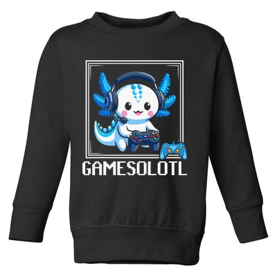 Gamesolotl Blue Axolotl Gaming Video Game Toddler Sweatshirt