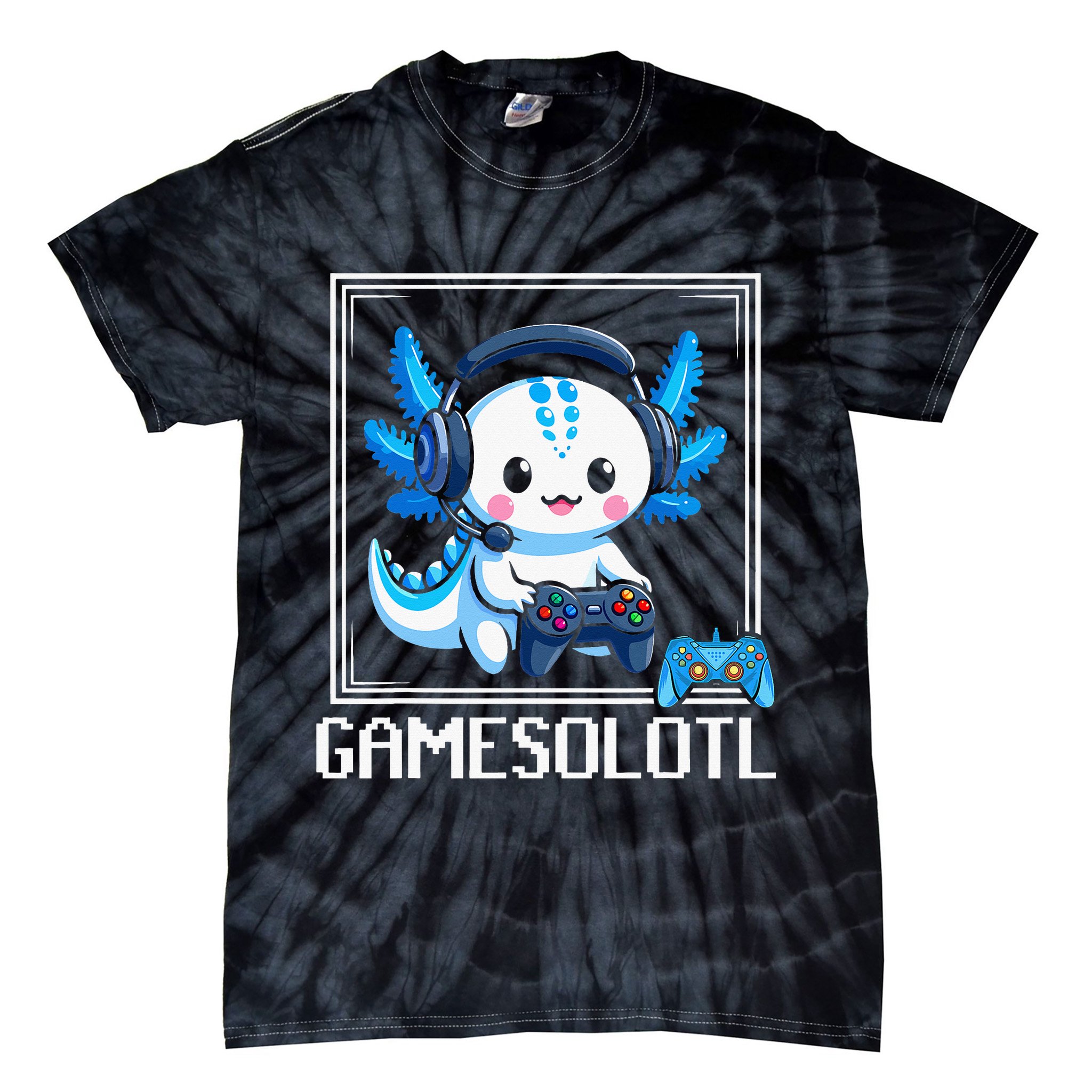 Gamesolotl Blue Axolotl Gaming Video Game Tie-Dye T-Shirt