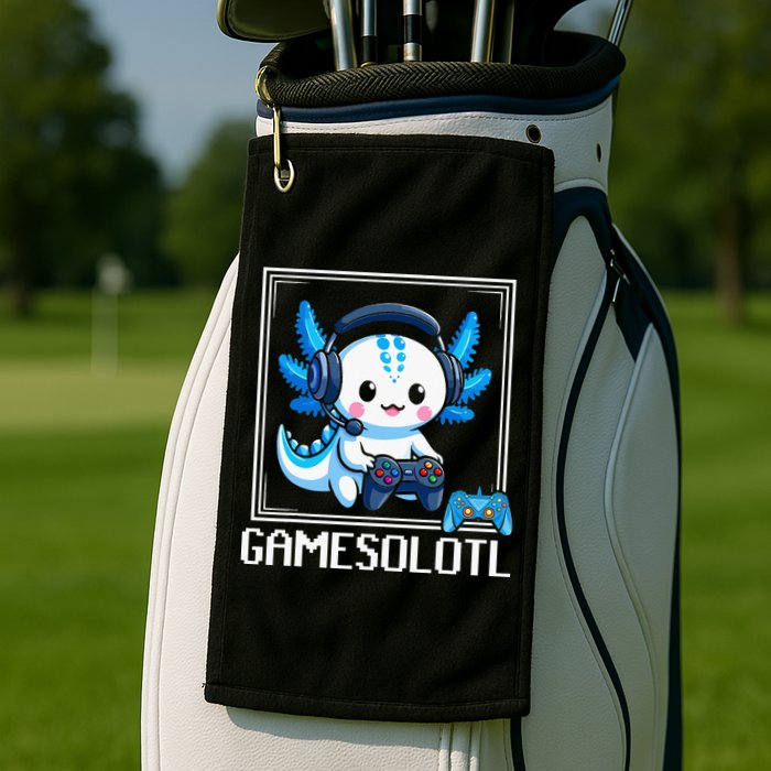 Gamesolotl Blue Axolotl Gaming Video Game Golf Towel