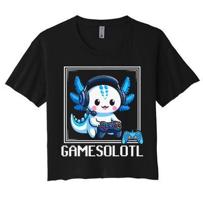 Gamesolotl Blue Axolotl Gaming Video Game Crop Top
