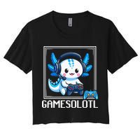 Gamesolotl Blue Axolotl Gaming Video Game Women's Crop Top Tee