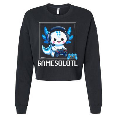 Gamesolotl Blue Axolotl Gaming Video Game Cropped Pullover Crew