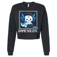 Gamesolotl Blue Axolotl Gaming Video Game Cropped Pullover Crew
