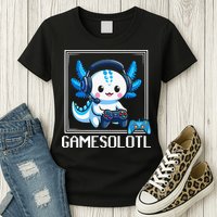 Gamesolotl Blue Axolotl Gaming Video Game Womens T-Shirt