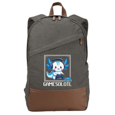 Gamesolotl Blue Axolotl Gaming Video Game Cotton Canvas Backpack
