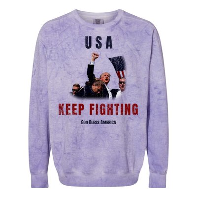 God Bless America “Keep Fighting” Colorblast Crewneck Sweatshirt