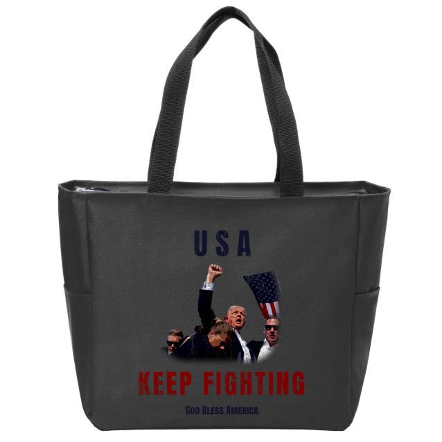 God Bless America “Keep Fighting” Zip Tote Bag