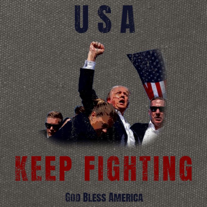 God Bless America “Keep Fighting” Cotton Canvas Backpack