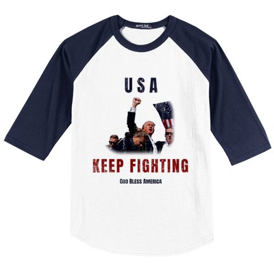 God Bless America “Keep Fighting” Baseball Sleeve Shirt