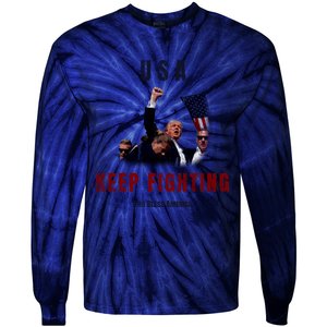 God Bless America “Keep Fighting” Tie-Dye Long Sleeve Shirt