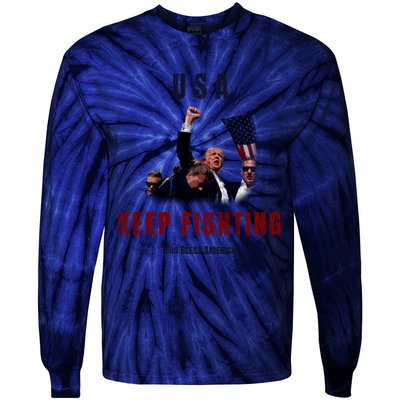 God Bless America “Keep Fighting” Tie-Dye Long Sleeve Shirt