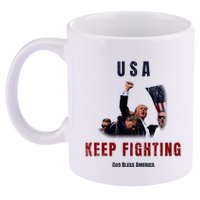 God Bless America “Keep Fighting” 11oz C Handle Ceramic Mug