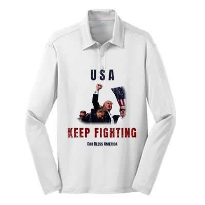 God Bless America “Keep Fighting” Silk Touch Performance Long Sleeve Polo