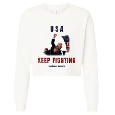 God Bless America “Keep Fighting” Cropped Pullover Crew