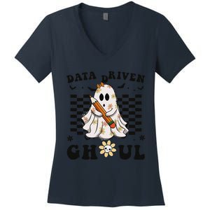 Ghosts Behavior Analyst Halloween Datadriven Ghoul Women's V-Neck T-Shirt