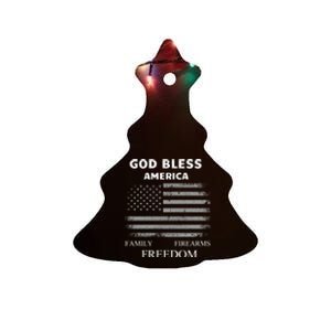 God Bless America Firearms Freedom Patriotic Flag Great Gift Ceramic Tree Ornament