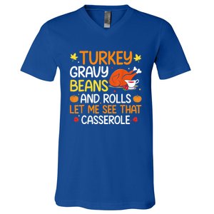 Gravy Beans And Rolls Let Me Cute Turkey Thanksgiving Funny Great Gift V-Neck T-Shirt