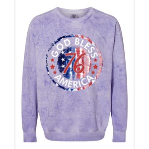 God Bless America The Spirit 76 American Flag 4th Of July Gift Colorblast Crewneck Sweatshirt