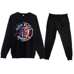 God Bless America The Spirit 76 American Flag 4th Of July Gift Premium Crewneck Sweatsuit Set