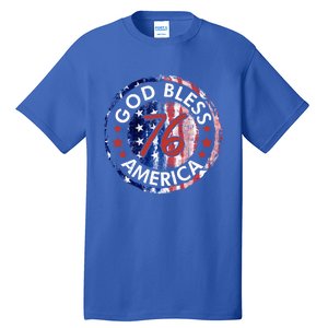 God Bless America The Spirit 76 American Flag 4th Of July Gift Tall T-Shirt